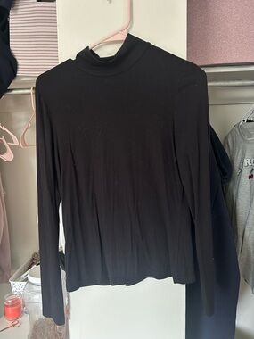 SHEIN Black Long Sleeve Mock Neck Top